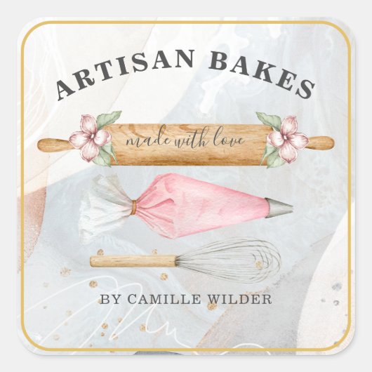 ベーカリーパティシシェフベーカーズツール製品ラベル スクエアシール (正面)