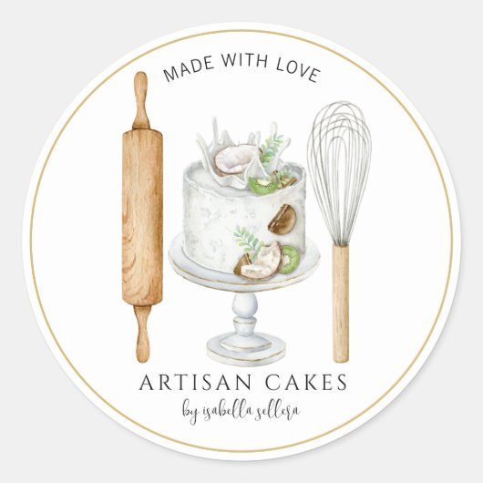 ベーカリーパティシシェフベーカー製品ラベル ラウンドシール (正面)