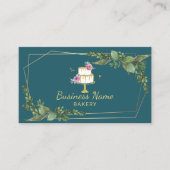 ベーカリーパティシシェフボタニカルスイートケーキティール（緑がかった色） 名刺 (正面)