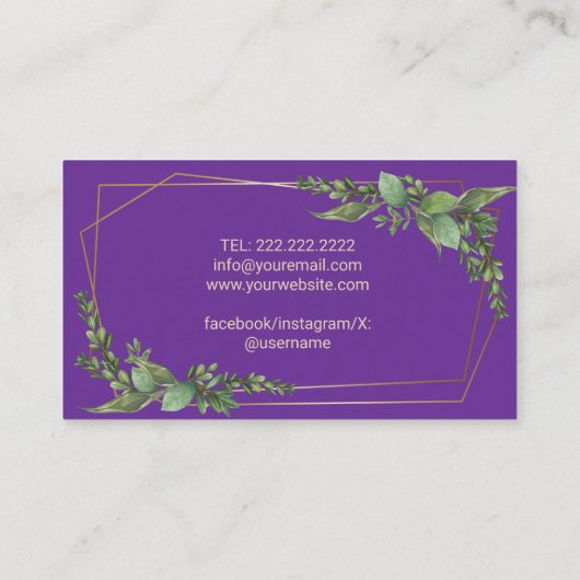 ベーカリーパティシシェフボタニカルスイートケーキパープル 名刺 (裏面)