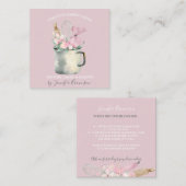 ベーカリーパティシシェフボホピンクフローラ スクエア名刺 (正面/裏面)