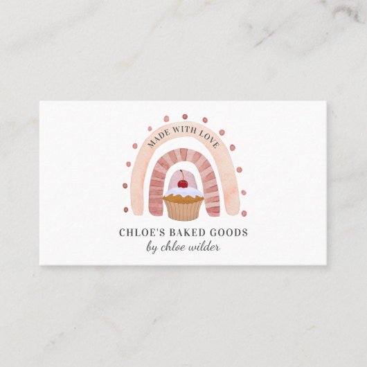ベーカリーパティシシェフレインボーカップケーキビジネスカード 名刺 (正面)