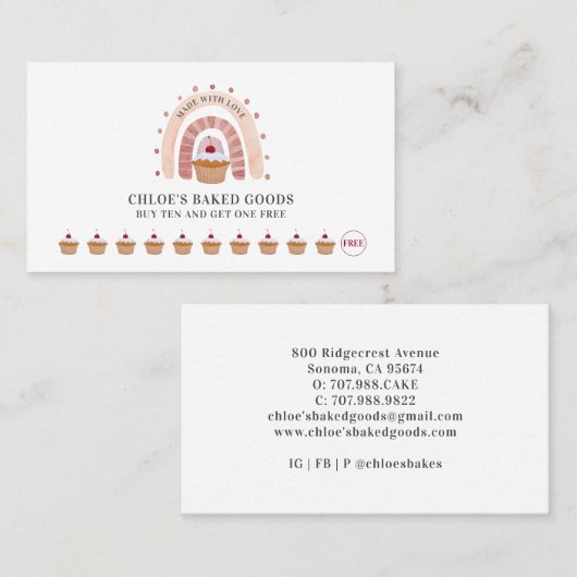 ベーカリーパティシシェフレインボーカップケーキロイヤリティカード ロイヤリティカード (正面/裏面)