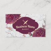 ベーカリーパティシシェフレッドフローラバラ金ゴールド大理石 名刺 (正面)