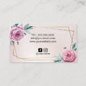 ベーカリーパティシシェフヴィンテージフラワー&ビーズジオメトリック 名刺 (裏面)