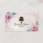 ベーカリーパティシシェフヴィンテージフラワー&ビーズジオメトリック 名刺 (正面)