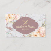 ベーカリーパティシシェフヴィンテージフローラトレンディー大理石 名刺 (正面)