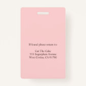 ベーカリーパティシシェフ従業員の写真ID バッジ (裏面)