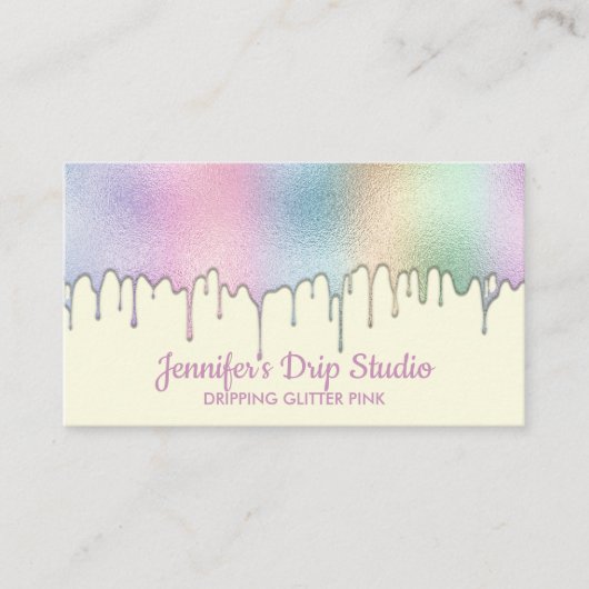 ベーカリーパティシシェフ抽象芸術レインボー絵画ズベージュ 名刺 (正面)