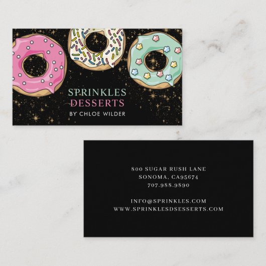 ベーカリーパティシシェフ振りかけるドーナツ 名刺 (正面/裏面)