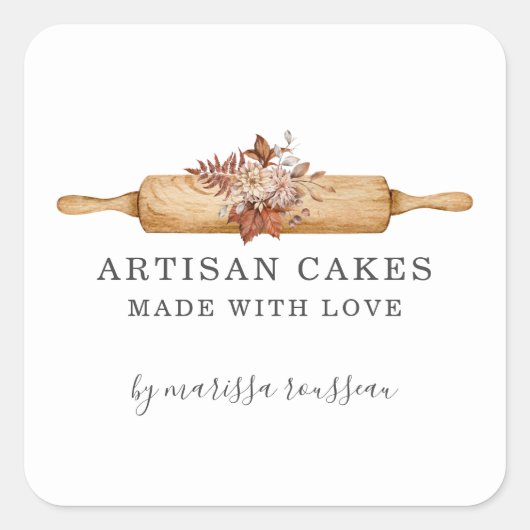 ベーカリーパティシシェフ水の色のフローラ転がのピンS スクエアシール (正面)