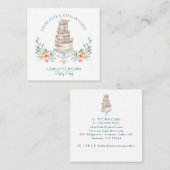 ベーカリーパティシシェフ水彩フローラケーキロゴ スクエア名刺 (正面/裏面)