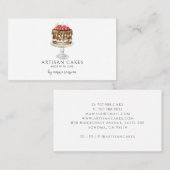 ベーカリーパティシシェフ水彩ベーキングピンクケーキバス 名刺 (正面/裏面)