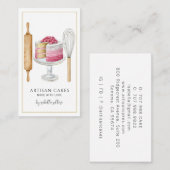 ベーカリーパティシシェフ水彩ベーキング器ケーキ 名刺 (正面/裏面)