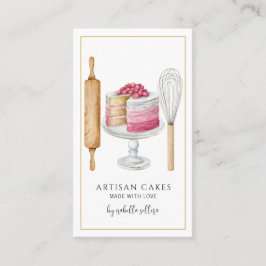ベーカリーパティシシェフ水彩ベーキング器ケーキ 名刺