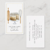 ベーカリーパティシシェフ水彩ベーキング器ケーキ 名刺 (正面/裏面)