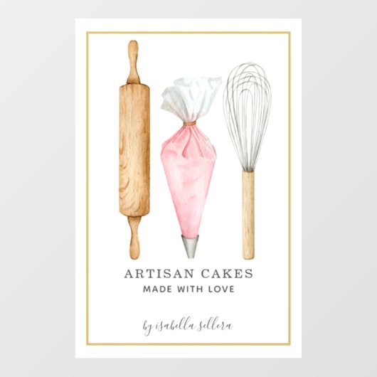 ベーカリーパティシシェフ水彩ベーキング器具 ウィンドウサイン (シート)