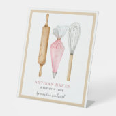 ベーカリーパティシシェフ水彩ベーキング器具 台座サイン (正面)