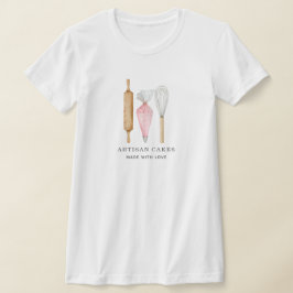 ベーカリーパティシシェフ水彩ベーキング器具 Tシャツ