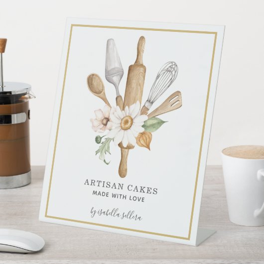 ベーカリーパティシシェフ水彩ベーキング用具 台座サイン (インサイチュ)