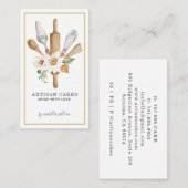 ベーカリーパティシシェフ水彩ベーキング用具 名刺 (正面/裏面)