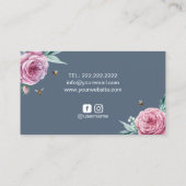 ベーカリーパティシシェフ素朴フラワー&ビーズダスティブルー 名刺 (裏面)