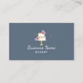 ベーカリーパティシシェフ素朴フラワー&ビーズダスティブルー 名刺 (正面)