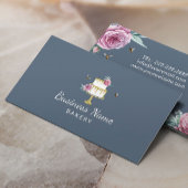 ベーカリーパティシシェフ素朴フラワー&ビーズダスティブルー 名刺