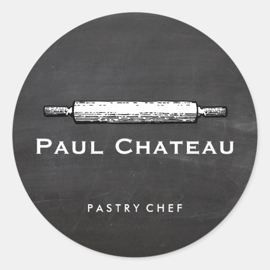 ベーカリーパティシシェフ転がのピンベイカーロゴ ラウンドシール (正面)