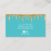ベーカリーパティシシェフ金ゴールドケーキロゴモダンターコイズ 名刺 (裏面)