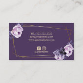 ベーカリーパティシシェフ金ゴールドスイートケーキパープルフローラ 名刺 (裏面)