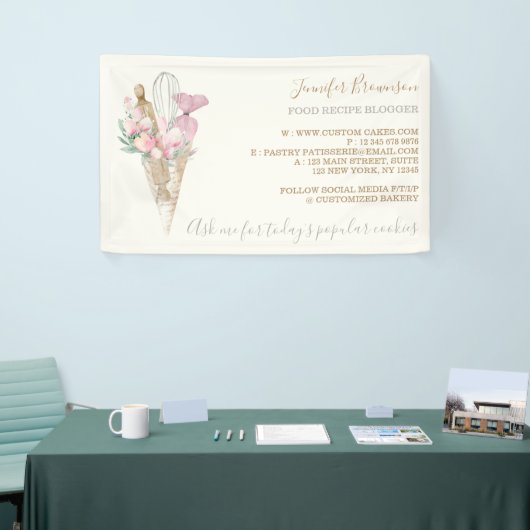 ベーカリーパティシピンクフラワーズボホクリエイティブ 横断幕 (トレードショー)