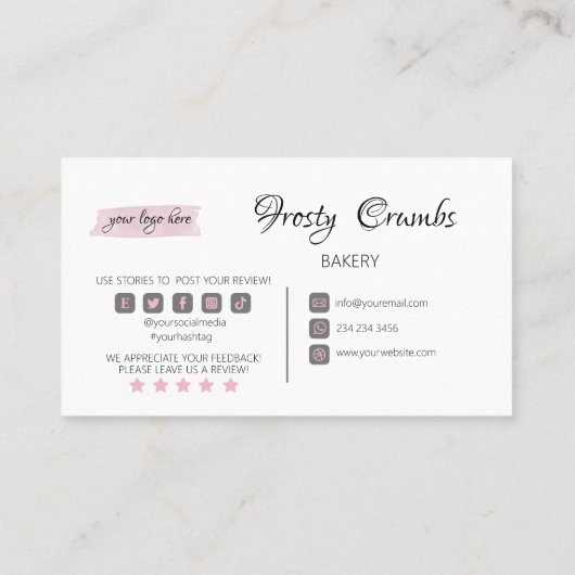 ベーカリーパティシースイーツカップケーキの名刺 名刺 (裏面)