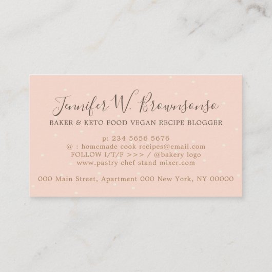 ベーカリーパティスリーかわいいミキシング生地 名刺 (裏面)