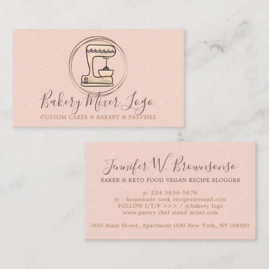 ベーカリーパティスリーかわいいミキシング生地 名刺 (正面/裏面)