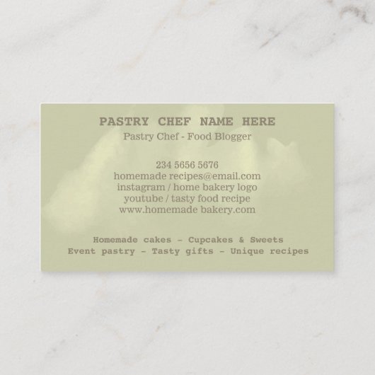 ベーカリーパティスリーのシェフ素朴なデザインかわいい 名刺 (裏面)