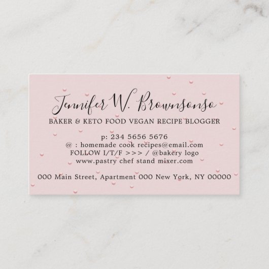 ベーカリーパティスリーのロゴサークルのピンク 名刺 (裏面)