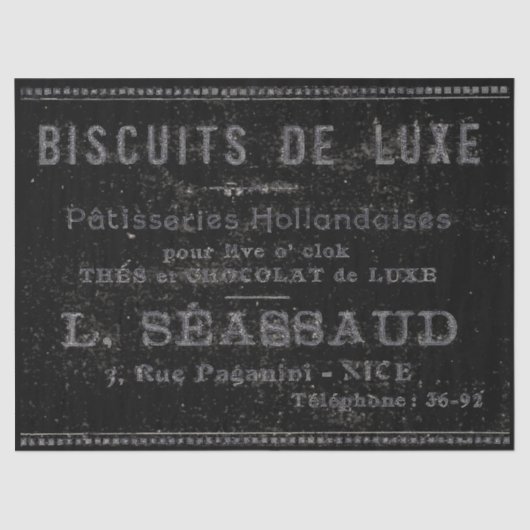 ベーカリーパティスレフランスのーヴィンテージブラック縁どAd 薄葉紙 (正面)