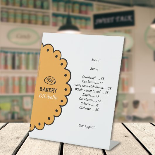 ベーカリーパンイラストメニュー&価格表 台座サイン
