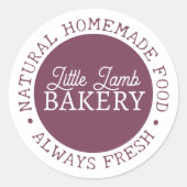 ベーカリーパーソナライズされたステッカーパープルホームメイドフレッシュ ラウンドシール (正面)