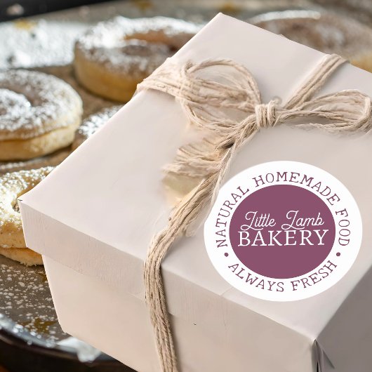 ベーカリーパーソナライズされたステッカーパープルホームメイドフレッシュ ラウンドシール