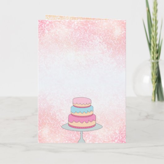 ベーカリーパーソナライズされたハッピーバースデーピンクグリッター カード (裏面)