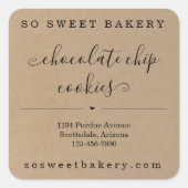 ベーカリーパーソナライズされたフードシールKraft背景 スクエアシール (正面)