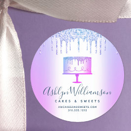 ベーカリーパープルグリッタードリップスカケーキペストリーシェフシック ラウンドシール