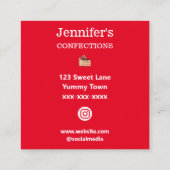 ベーカリービジネスチョコレートケーキ金ゴールド自家製 スクエア名刺 (裏面)