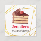 ベーカリービジネスチョコレートケーキ金ゴールド自家製 スクエア名刺 (正面)