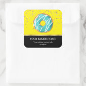 ベーカリービジネスドーナツブルーイエロー紙吹雪 スクエアシール (バッグ)