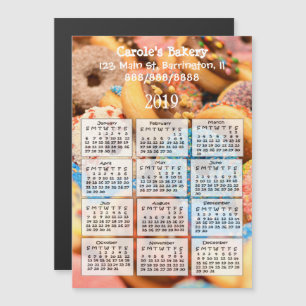 ベーカリービジネスドーナツMini Calendar Magnet 2019 マグネット招待状