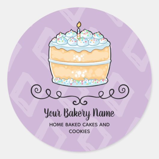 ベーカリービジネスパープルケーキデザート包装 ラウンドシール (正面)