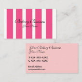 ベーカリービジネスピンクのストライブ柄のカスタマイズ可能なカード 名刺 (正面/裏面)